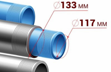 Обсадная труба металл 133 + ПНД 117 (НПВХ 113)